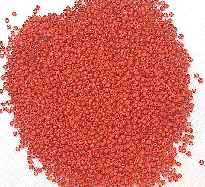 Perlin Glass Seed Beads 2mm 11/0 Round Mini Small Pony Beads 6500pcs for Making Earrings Bracelets Pendants Waist Jewelry DIY Handmade Opaque Color Kit (Orange Red)