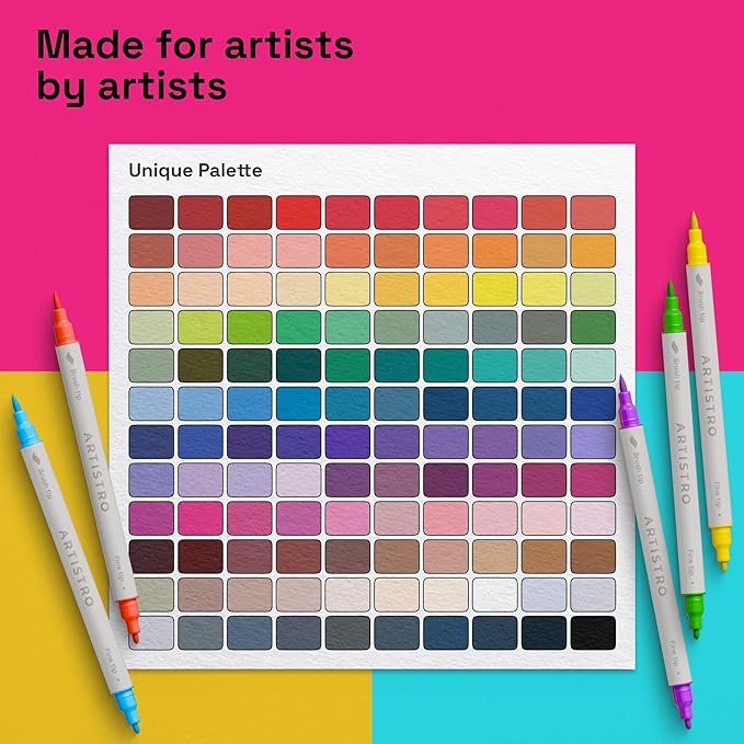 ARTISTRO 120 Acrylic Paint Markers - Paint Pens for Drawing, Brush + Fine Tips - For Fabric, Rock, Glass, Wood, DIY, Eggs - Art & Craft Supplies for Adults, Teens, Kids - Easter Basket Stuffers