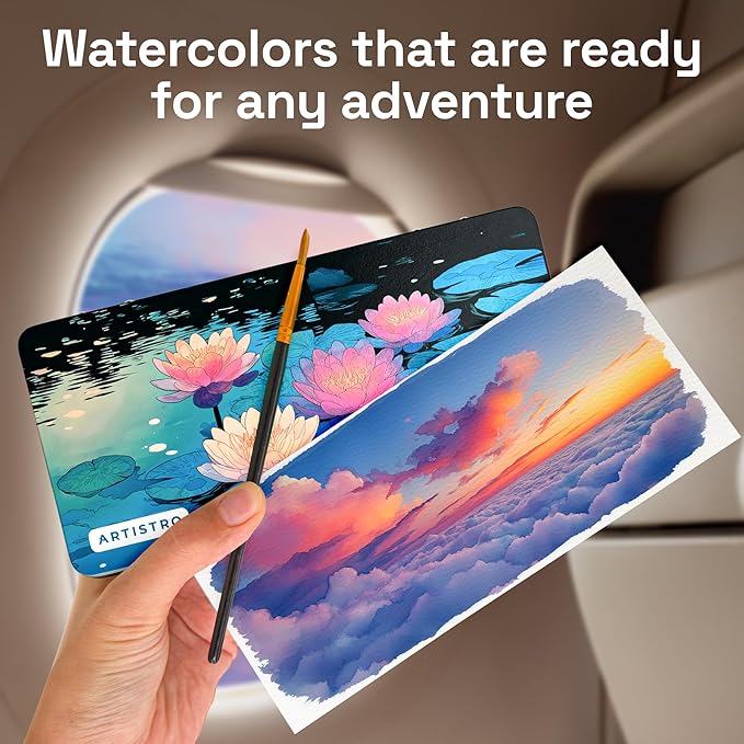ARTISTRO Deluxe Watercolor Paint Set with 168 Colors – Vivid Colors in a Portable Box – Travel Watercolor Set with Complete Palette