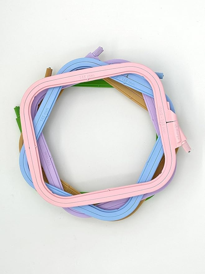 nurge 5pcs plastic small square embroidery hoops, cross stich hoop, punch needle hoop multicolor (small)