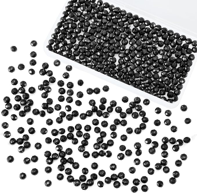 laopottbeads 500pcs 6mm crystal glass beads for jewelry making beads for bracelets necklace pendants making supplies(black)