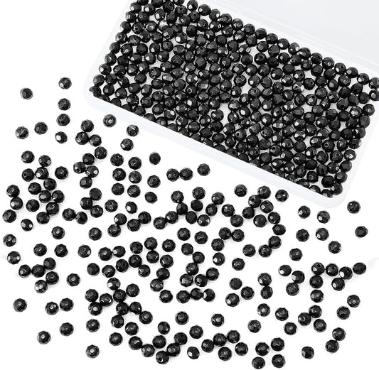 laopottbeads 500pcs 6mm crystal glass beads for jewelry making beads for bracelets necklace pendants making supplies(black)
