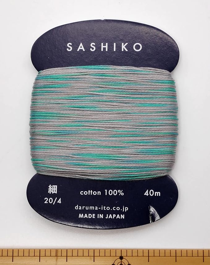 Yokota Daruma Sashiko Thread Single and Variegated Color (Rain Sounds, Thin 40M Card)