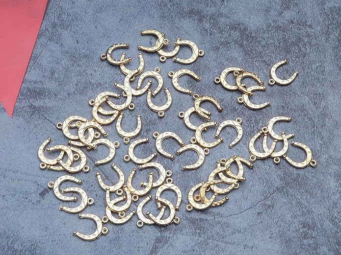 50 Pcs Horseshoe charms Metal Vintage Pendants for Jewelry Making Finding Kits Necklace Bracelet Crafting Keychain Key Rings DIY Gift Idea Accessories Supplies