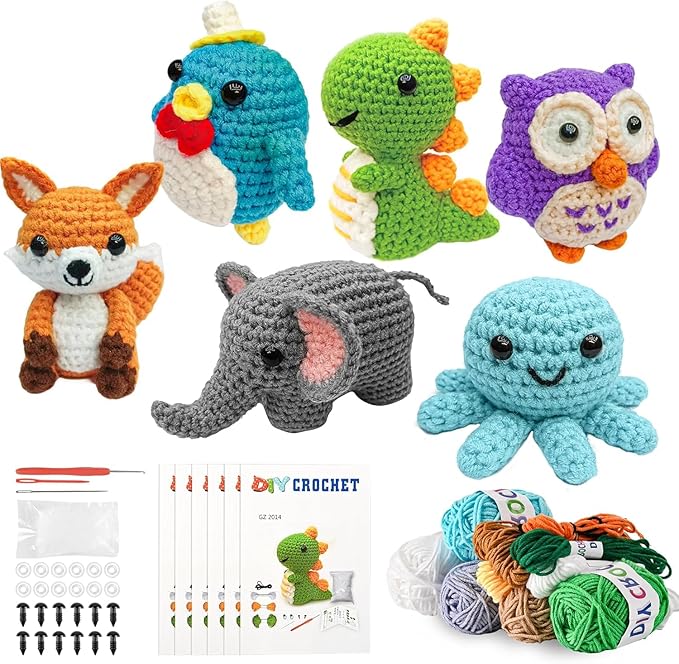 Datunsu 6PCS Crochet Kit for Beginners (Forest)