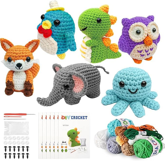 Datunsu 6PCS Crochet Kit for Beginners (Forest)
