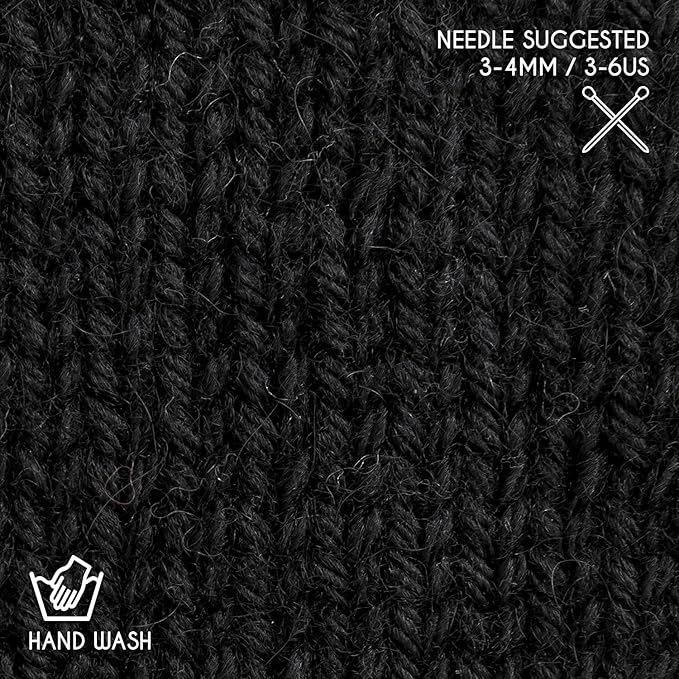 Worsted Set (6 x 1.75 oz) Super Soft Baby Alpaca Knitting Yarn Black 656 Yards