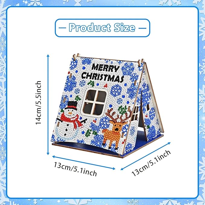 Party Ready 3D Diamond Painting Tent Craft Kit with LED Lights – Full Drill Crystal Mosaic Wood Puzzle, DIY Holiday Decorative Art for Home Display (Christmas Tent)