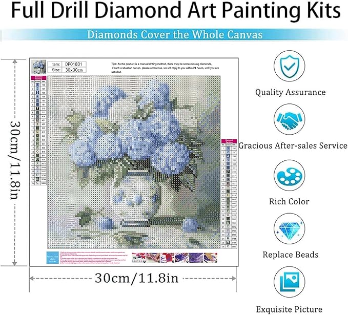 ARPADAMO Hydrangea Diamond Art Kits for Adults,5D Flower Diamond Painting DIY Diamond Art Diamond Painting Kits for Adult,Round Full Drill Diamonds, Diamond Art Kits for Home Decor-12x12inch