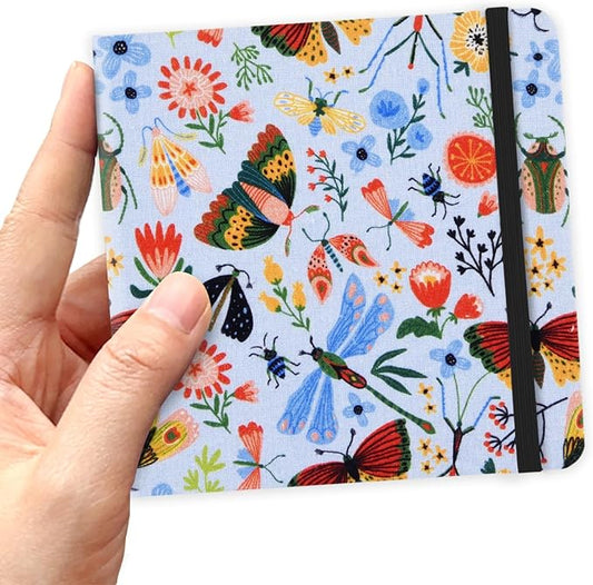 4.8" x 4.8" Square Art Sketchbook, 96 Sheets 80 GSM Artistic Drawing Painting Writing Paper,Mixed Media Sketch Book for Dry Media,Hardcover Journal Pocket Sketchbook.Blue Butterfly
