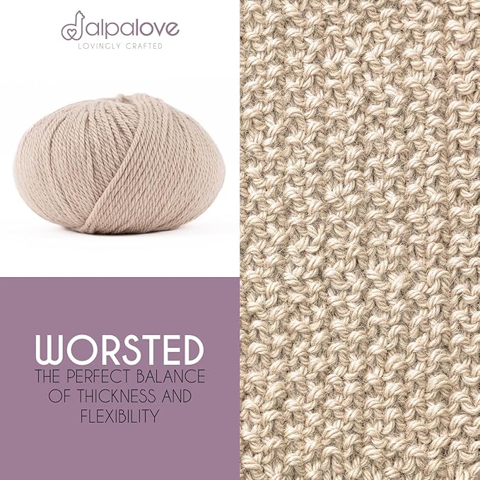 Worsted Set (6 x 1.75 oz) Super Soft Baby Alpaca Knitting Yarn Beige 656 Yards