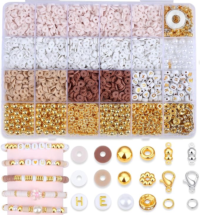 DUQGUHO Clay Beads kit for Adults 3340 Pcs, Friendship Bracelet Beads 6mm, Pink Beads for Bracelets, Jewelry Making Kits for Jewelry DIY
