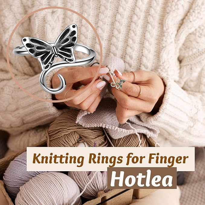 Hotlea 8 Pieces Crochet Tension Rings for Crocheting Yarn Guide Ring for Finger Yarn Crochet Ring Knitting Accessories