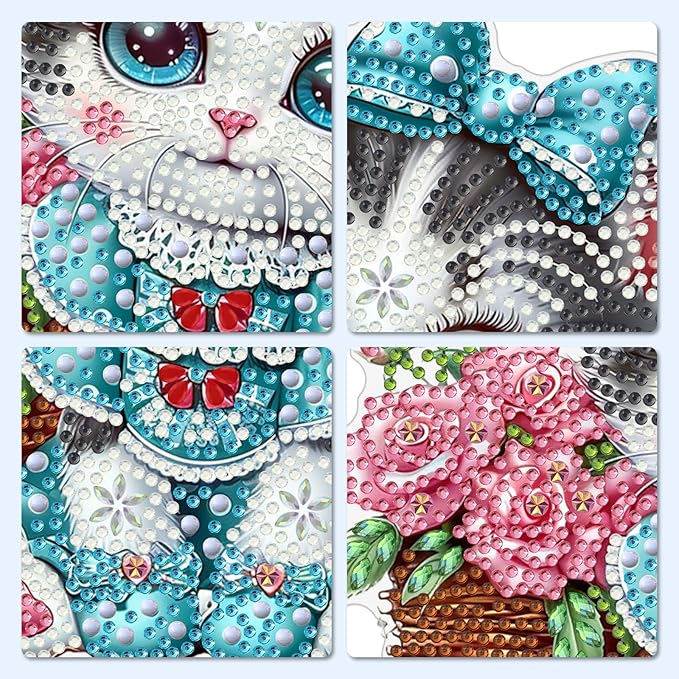 MXJSUA Big Eyes Cat Diamond Art Hanging Kits for Adults Beginners, DIY Acrylic Special Shaped Crystal Diamond Gem Drills Pendant Art Painting Ornament for Home Wall Decor Gift