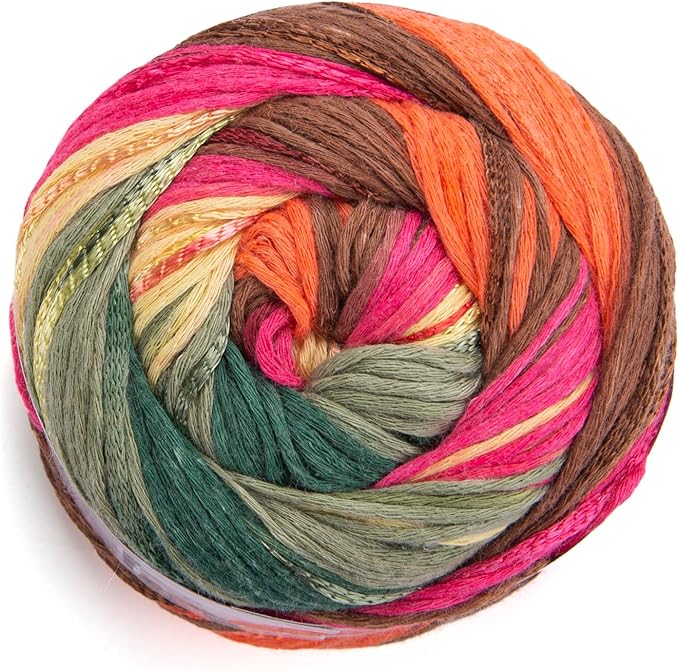 YarnArt Symphony Dream Cotton Yarn -%80 Cotton%20 Viscose Rainbow Multicolor Crochet Knitting Yarn - Suitable for All Blouses, Dresses, Shawls, Bags, Hats - 273 Yards, 3.52 Oz (1 Skein) (3116)