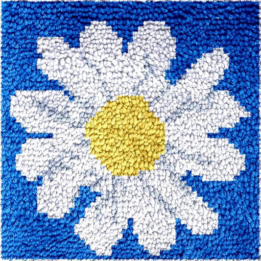 Numptain Latch Hook Kits for Adults,DIY Rug Crafts Daisy Pattern Color Printed Canvas,Latch Hook Kits for Beginners Handmade Needlework Crafts Home Decoration,12"x12"