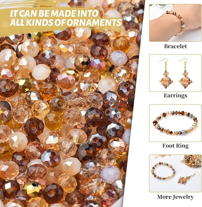 Faceted Rondelle Glass Beads for Jewelry Making AB Color 1000pcs Crystal Spacer Beads,Assorted Jewelry Beads for Bracelets Necklaces Accessories