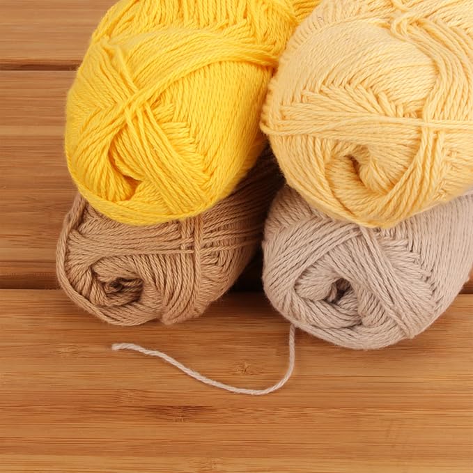 JubileeYarn Cotton Select Yarn - 50g/Skein Sport Weight - Shades of Yellow - 4 Skeins