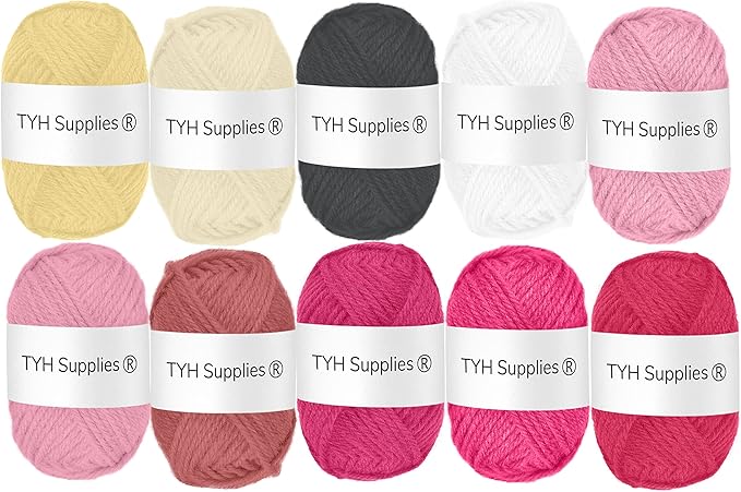 TYH Supplies BCK Collection Acrylic Yarn, 10 DK Light Worsted Mini Skeins for Crocheting & Knitting, Soft Craft Yarn for Amigurumi, Beginners, Small Projects, Curated Multicolor Assortment