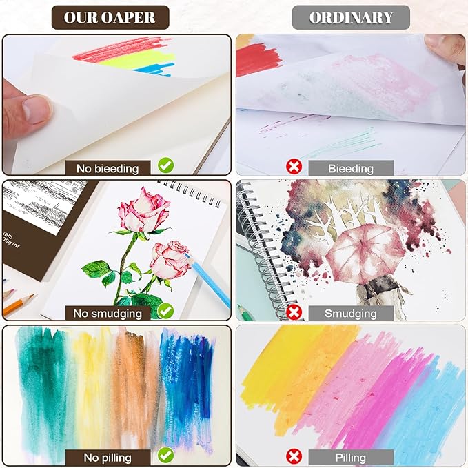 4 pack small sketch books, 5.5 x 8.5 inch mini sketchbook, 68lb/100gsm spiral bound small sketch pad, acid free art supplies drawing painting sketchbook for kids, beginners, artists (yellow-brown)