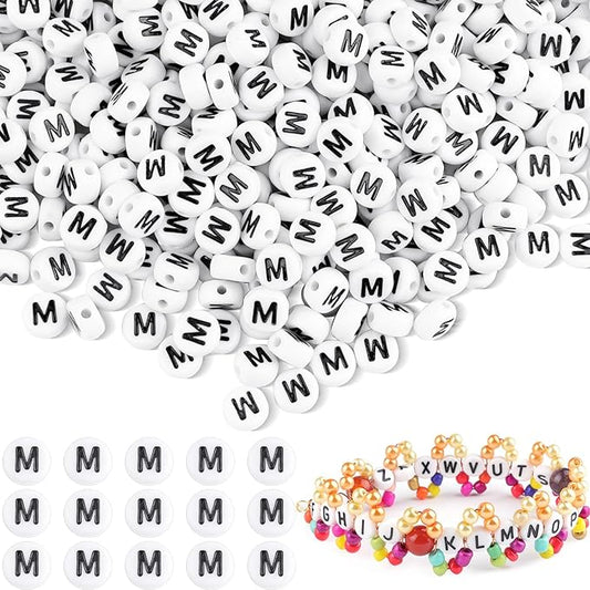 500pcs Letter M Beads Bulk, Letter Beads, Alphabet Bead for Friendship Bracelets, Jewelry Making Supplies,DIY Making Kit