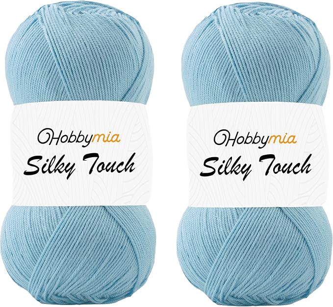 Silky Touch Acrylic Yarn - Soft Sport Weight Yarn for Crochet & Knitting - 100g / 383yds - 100% Microfiber Acrylic - Lightweight Fine Smooth Yarn(Blue - Sky Blue, 2 Skeins)