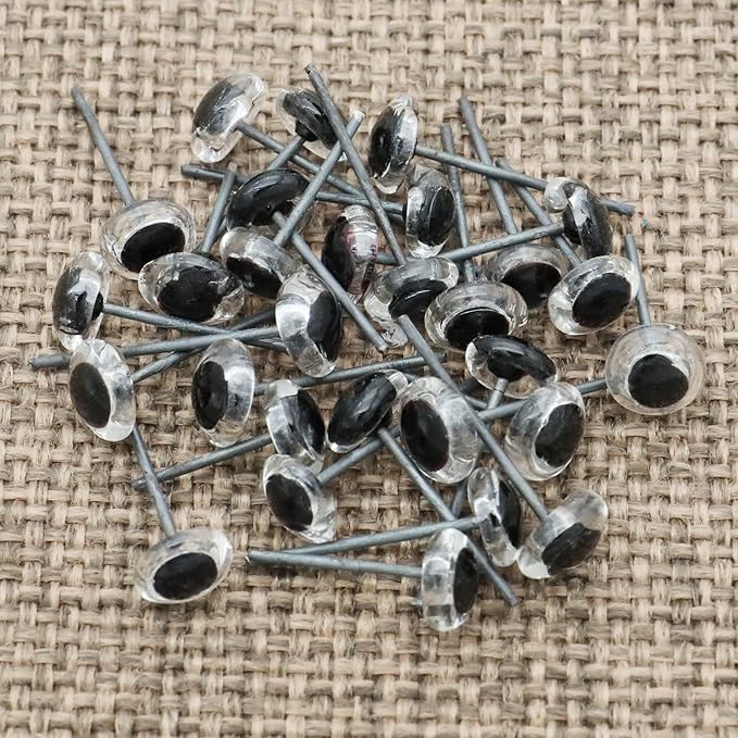 140Pcs Needle Felting Eyes 6-10mm mini Glass Black with Clear Eyes Kits for Teddy Puppets Dolls Wool Felting Crafts
