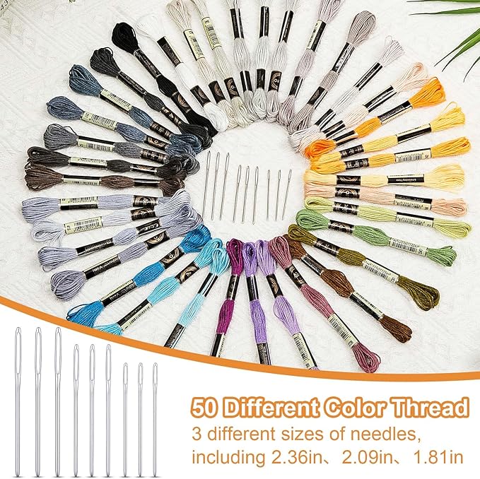Jexine Mini Darning Mushroom for Socks 14 Hooks Small Speedweve Style Weaving Darning Loom with 9 Pcs Large Eye Needles 50 Colors Thread for Handcraft DIY Weaving Repair Tool
