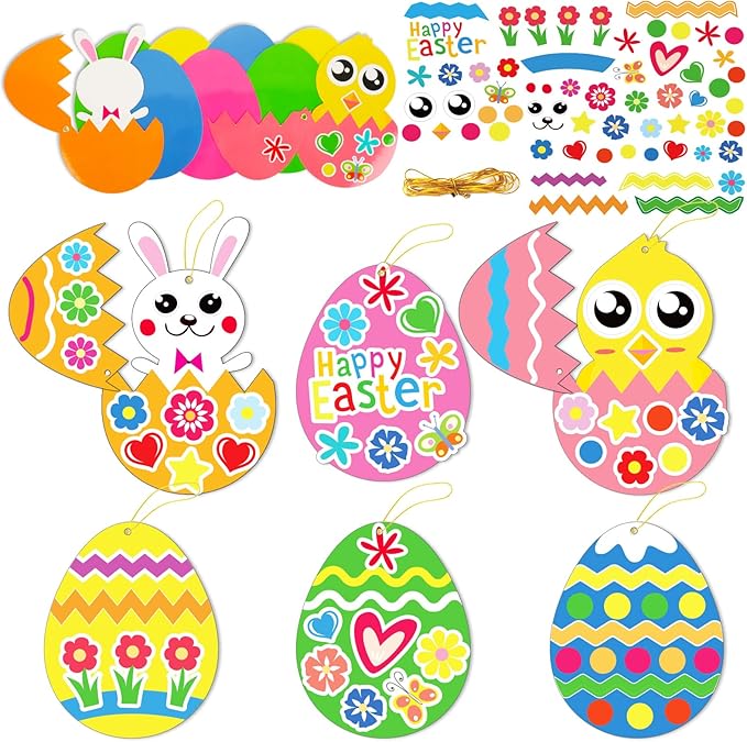 chiazllta 30 PCS Easter Egg Bunny Craft Kits for Paper DIY Easter Chick Egg Rabbit Craft Kits for Home Game Art Activities Party Favors