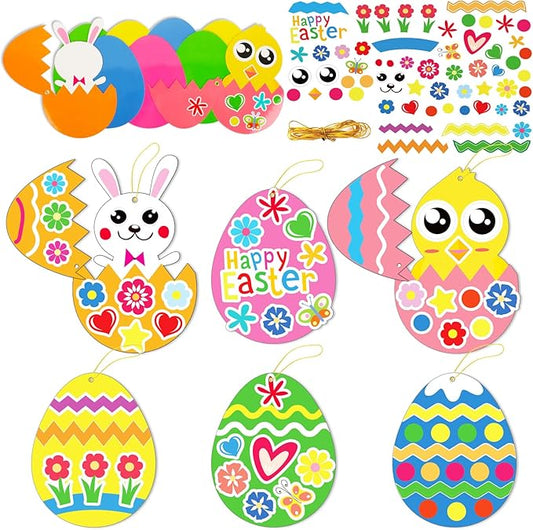 chiazllta 30 PCS Easter Egg Bunny Craft Kits for Paper DIY Easter Chick Egg Rabbit Craft Kits for Home Game Art Activities Party Favors