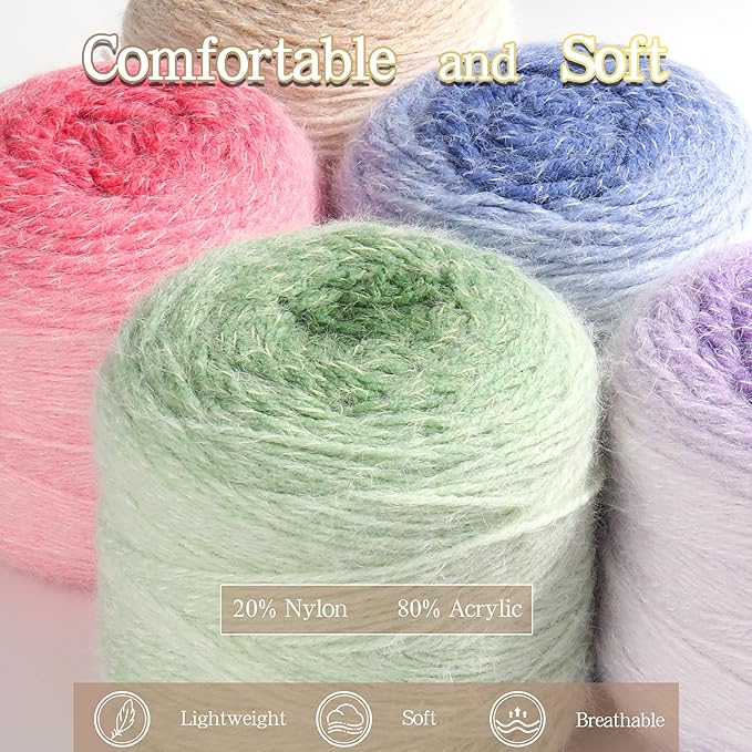 Katech Ombre Yarn for Crocheting-Large Skein of Gradient Yarn Cake-2 Pack of 200g/7.05 oz-80% Acrylic,20% Nylon- #4 Medium-Perfect for Star Blankets, Scarves, Shawls and Garments (D)