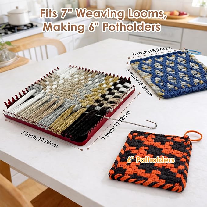 OYACH 7inch Cotton Weaving Loom Refill Loops,400pcs Potholders Loom Loops,Cotton Loops for Pot Holders,Loop Bands with Hooks for Adults Kids DIY Potholder Crafts(Neutral 10 Colors,Loom not Included)