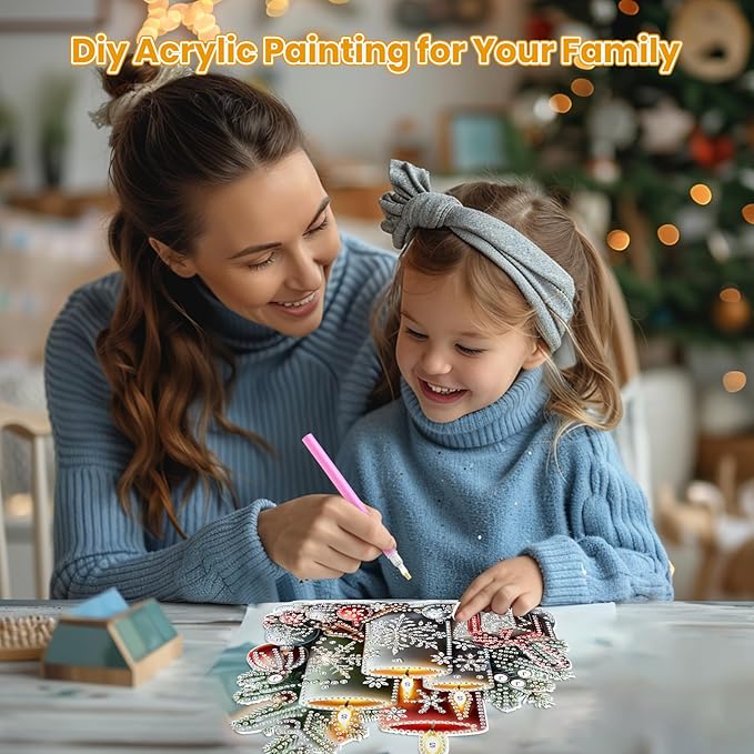 MOGTAA Christmas Diamond Art Hanging Kits for Adults Kids, Christmas Candle Diamond Art Suncatchers, 5D Special Shape Diamond Painting Window Pendant Kit for Home Garden Wall Decor
