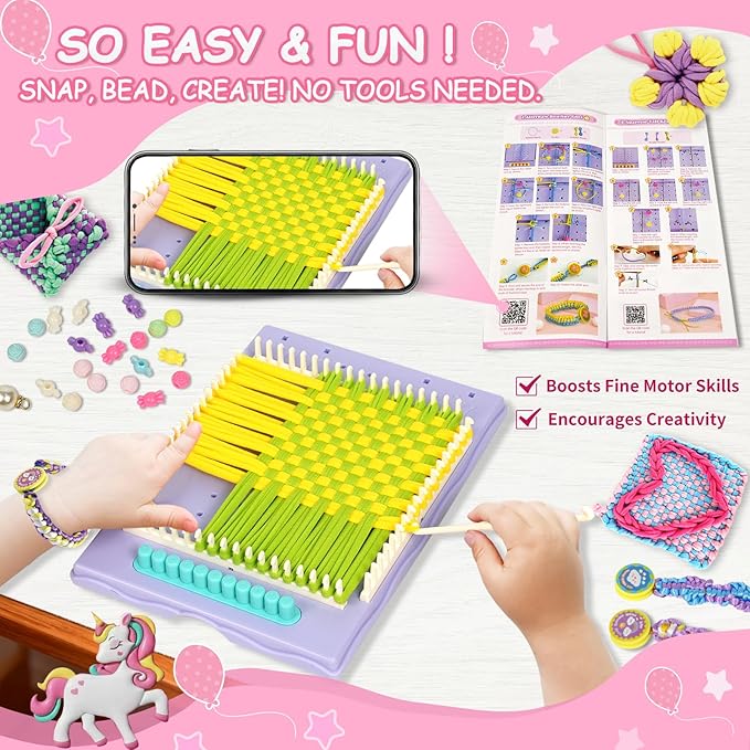 ZQIN Friendship Bracelet Making Kit for Girls 8+:Quick Maker DIY Arts and Crafts Toys, Best Christmas & Birthday Gifts for 6-12 Year Old Girls (Pink)