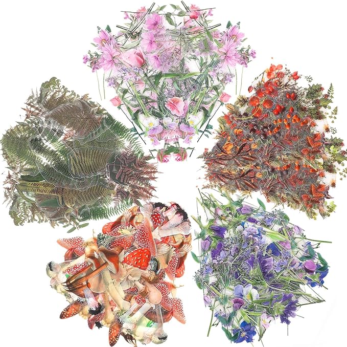 pengxiaomei 200 Pcs Floral Scrapbooking Vintage Stickers, Self-Adhesive Flowers Stickers for Journaling Card Making Scrapbook Style Wall Notebook Letters Window DIY (Mixed Style) Assorted, Multicolor