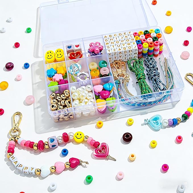 Xenothryxal 421PCS Beaded Keychain Making Kit for Women, DIY Bag Charm Kit with Acrylic Heart Flower Alphabet Beads Key Chain Supplies, Personalized Alphabet A-Z Name Making Kit Gifts