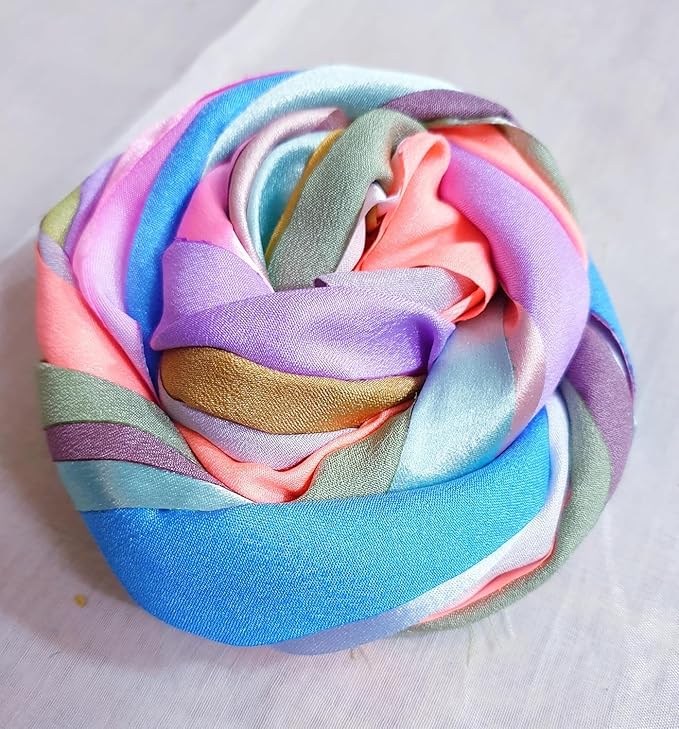 21 Yards Unstitched Recycled Sari Silk Yarn Ribbon Tassels 21 Strips SKEINS Shades Recycled Journal Scrapbook Craft Project Decor DS360 (Satin -Solid, 21 Yard)