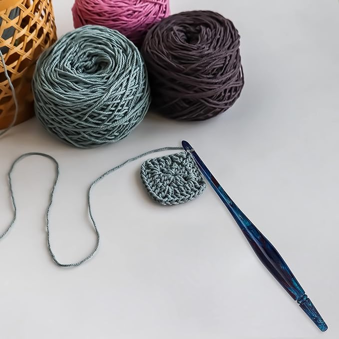 Ommi Ergonomic Handle Crochet Hooks | Handcrafted 7’’ Crochet Hook | Knitting Needle, Craft Yarn Weave | Best Gift! (Blue, 4 mm)