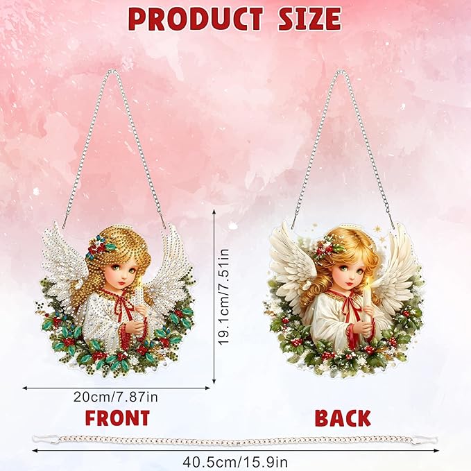 DOMROM Girl Diamond Art Hanging Kits for Adults Beginner, Special Shaped Crystal Diamond Painting Girl Pendant, DIY Diamond Art Suncatchers Christmas for Home Garden Wall Decor Gift