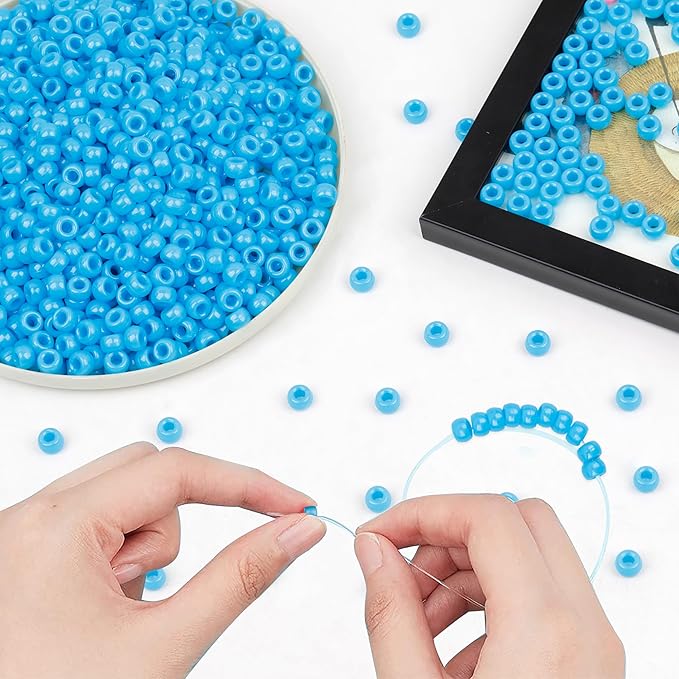 gmma blue pony beads for jewelry making, friendship bracelets & hair braiding - 6x9mm plastic beads for diy bracelets, necklaces & party decoration supplies