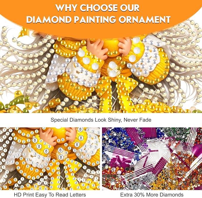 NEWENMO Diamond Art Hanging Kit for Adult, Fairy Lemonade, DIY Double Sided Acrylic Special Shaped Diamond Art Painting Window Pendant Lemon Party, Home Garden Wall Hanging Ornament Kits