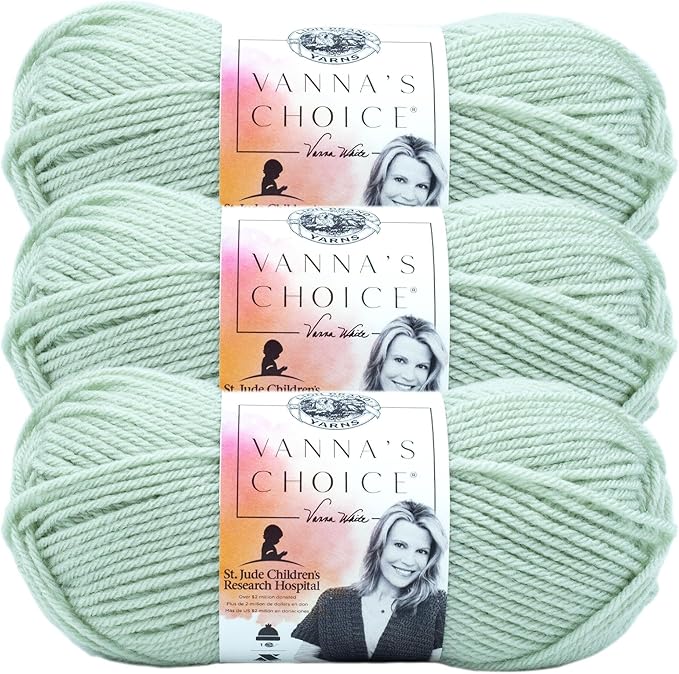 Lion Brand Yarn, Vanna's Choice Worsted Weight Yarn for Knitting, Crochet and Crafts, Sea Glass, 3 Pack, Soft Acrylic Fiber for Scarves, Hats and Blankets