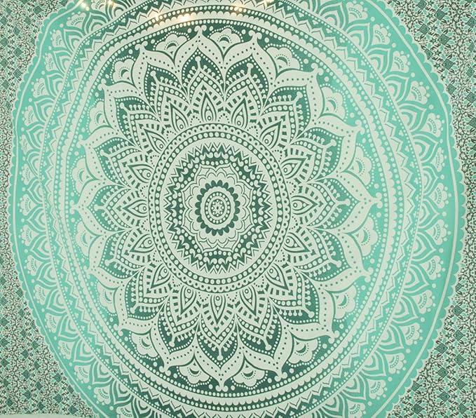 popular handicrafts tapestry wall hanging hippie ombre mandala bohemian hippy intricate indian tapestries bedspread 84 x 90 inches (215cm x 230cm) grey green