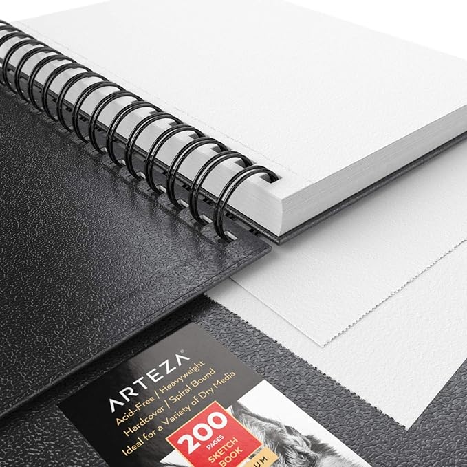 ARTEZA Spiral Sketch Book 5.5x8.5 Drawing Pad 3 Pack 100 Sheets Sketch Pads for Drawing for Adults & Teens