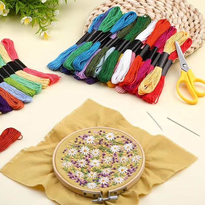 50 Skeins Embroidery Floss, Rainbow Colors Friendship Bracelet String and Cross Stitch Thread, Embroidery Thread for DIY Friendship Bracelet Project, Craft Floss String for Cross Stitch Crafts