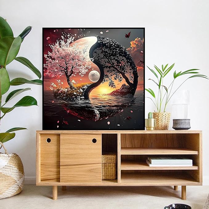 mrpwnle Tree of Life Diamond Art Kits for Adults, Tree of Life Diamond Painting Kits for Adults, 5D Diamonds Painting, DIY Full Drill Gem Art Crafts Kit Home Wall Decor Gifts 13.8x13.8 inch
