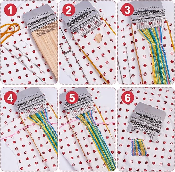 arricraft Wood Knitting Looms, Mini Weaving Frame Loom Kit with Pin Rubber Findings for DIY Weaving Arts, Repair Clothes, Mending Jeans