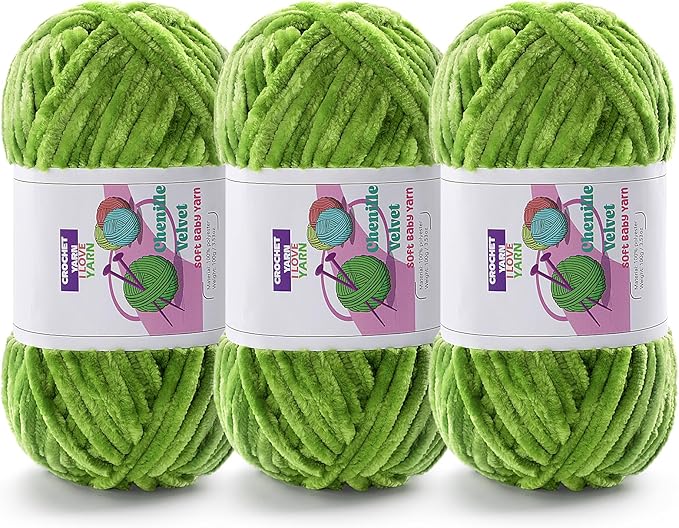 3 Skeins Velvet Chunky Yarn, Chenille Yarn for Crocheting and Hand Knitting, Blanket Yarns for Making Scarves and Knitting Projects - Amigurumi Crochet Yarn (3×3.5oz, 3×87.5yds)