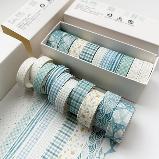 YUBBAEX 10 Rolls Vintage Washi Tape Set Basic Masking Retro Artwork Decorative Tapes for Arts, DIY Crafts, Journals, Planners, Scrapbook, Wrapping (Aloof)
