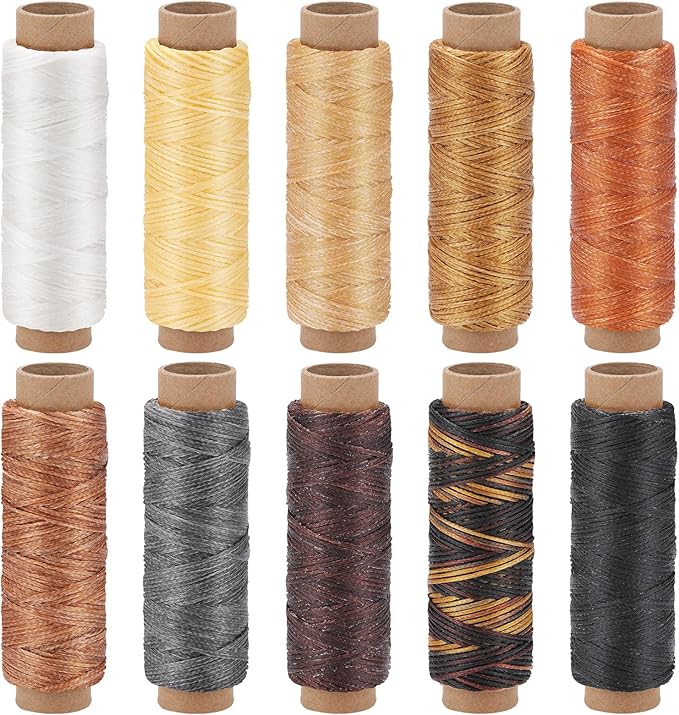 Jupean 328 Yards Waxed Thread, 10 Colors Leather Thread, Upholstery Repair Sewing Thread Waxed Thread for Bookbinding Leather Craft Shoe Repairing